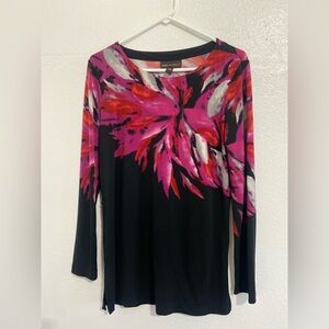 Dana Buchman Black and Pink Graphic Blouse